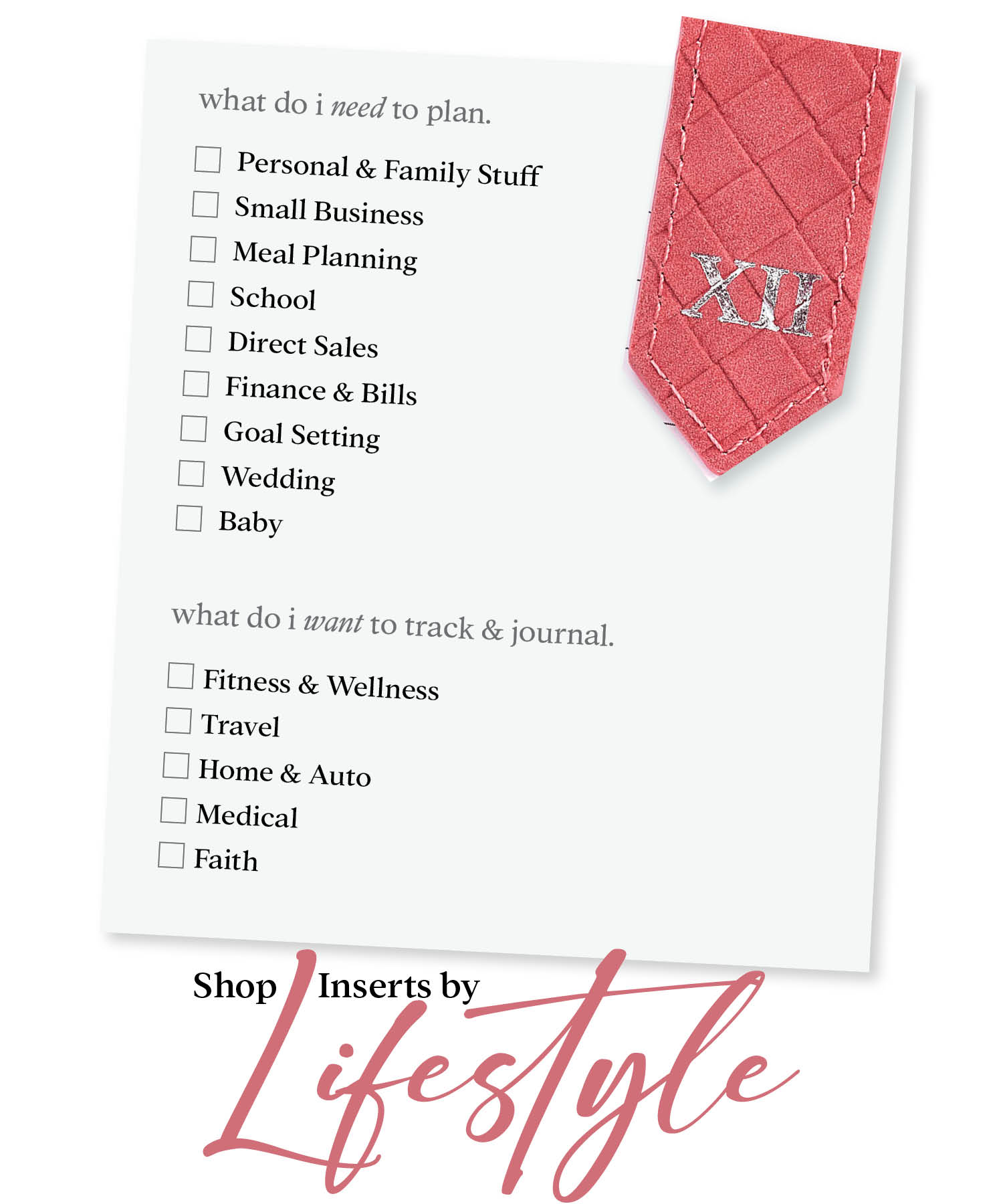Tula XII Lifestyle Planner Inserts